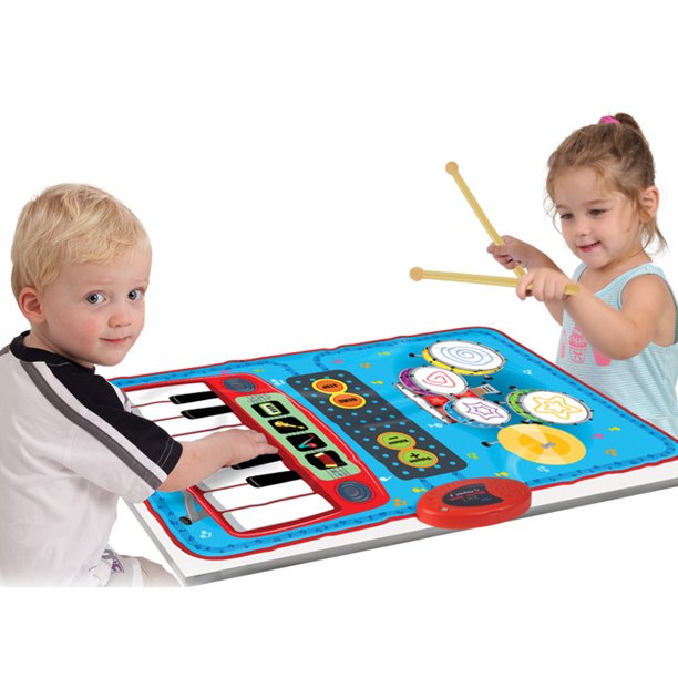 Portable 2in1 Drum & Piano Combo Educational Musical Play Mat for