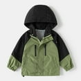thumbnail image 2 of Tiweut Leisure Blouses Boys Windbreaker Jacket Kids Lightweight Hooded Long Sleeve Patchwork Color Zipper Outdoor Relaxed Fit Coat Green,2-3 Y, 2 of 8
