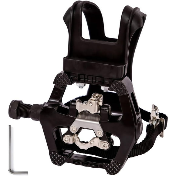 YBEKI Pro-Grade SPD Spin Bike Pedals and Straps/Toe Clip for Indoor Exercise Cycling & Spin Peloton/Schwinn/Sunny/Bikes Compatible, 9/16" Axle with Sealed Bearings + 12-Month Warranty