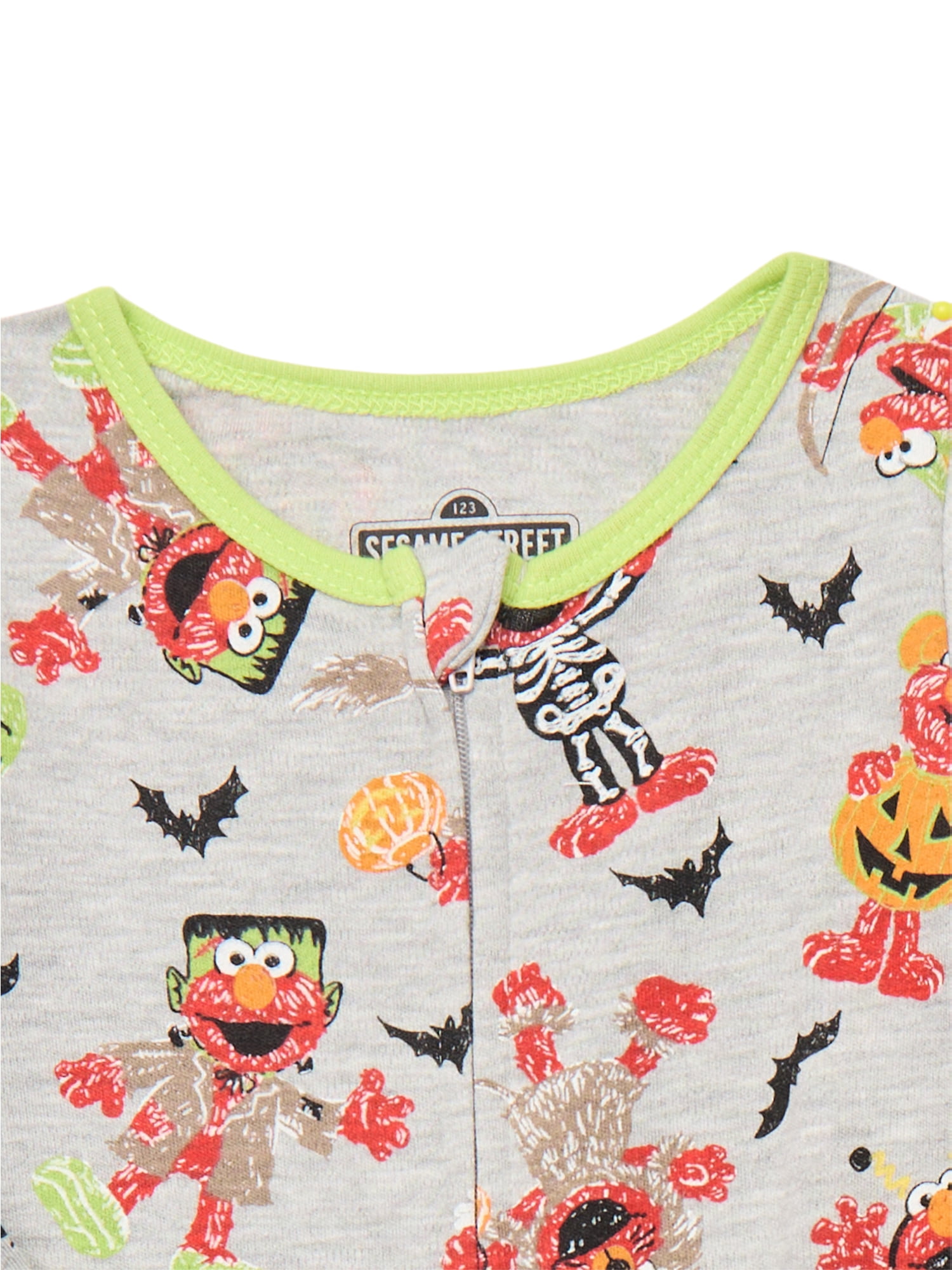 Halloween Sesame Street Elmo Baby Boys or Girls Footed Sleep N Play Pajamas and Bib Set, 2-Piece, Sizes 0M-9M