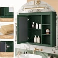thumbnail image 5 of JERFIT Modern Green Wall Mounted Bathroom Mirror Medicine Cabinet with Adjustable Shelves and Towel Rod, 5 of 10