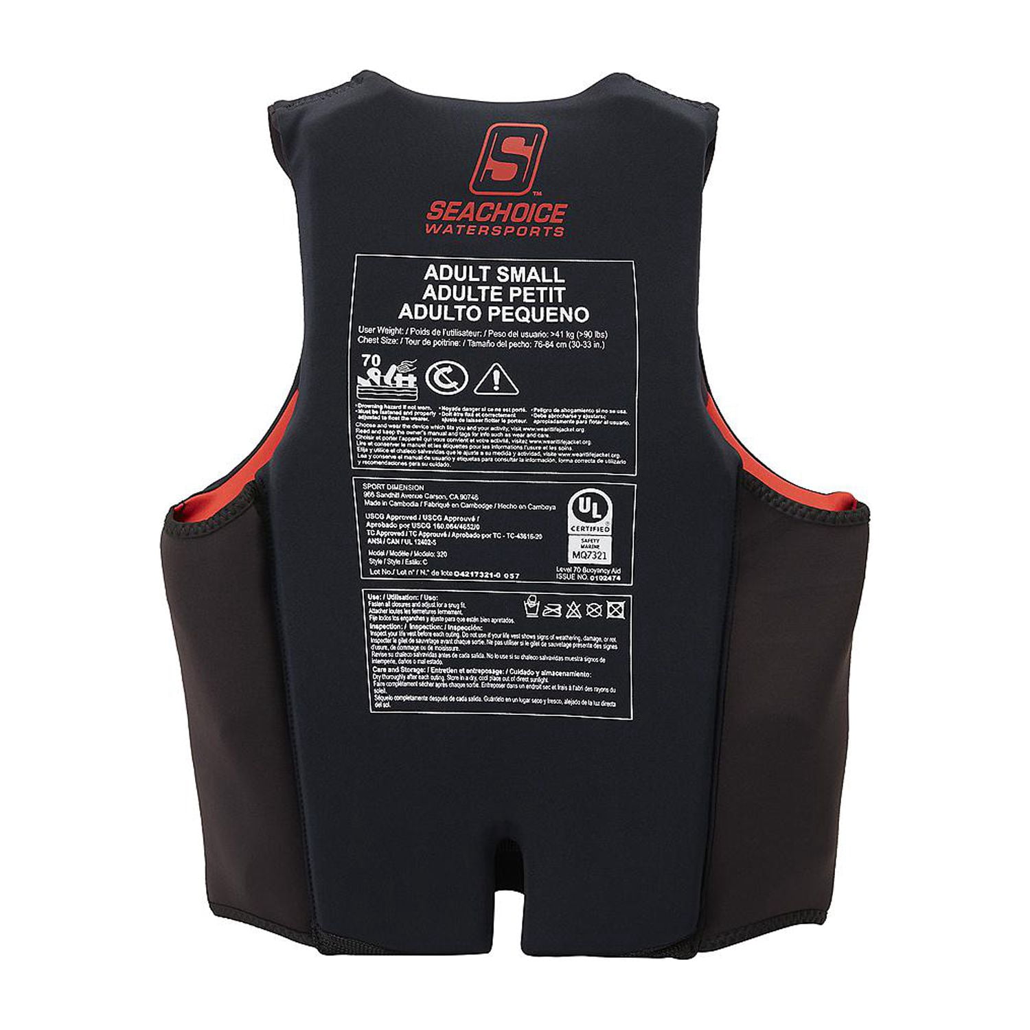 Seachoice Neoprene Multi-Sport Life Jacket and Vest, Small