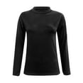 thumbnail image 4 of HXWCHs Womens Simple Solid T Shirt Long Sleeve Turtleneck top Stretch Knit Casual Comfort Everyday Basic Shirt XXL Black, 4 of 4