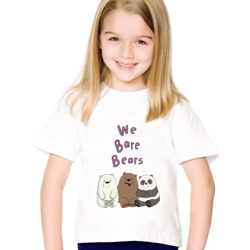 Compre Moda Funny Bear Impresso Kid Short Round Neck T-shirts Crianças Baby  Kawaii Roupas Boy Girl Tops Presente T-shirts curtas