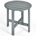 thumbnail image 1 of Gymax 18'' Patio Round Side End Coffee Table Wooden Slat Garden Deck Grey, 1 of 10
