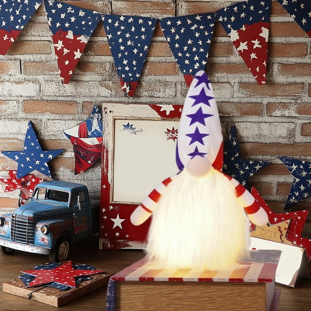 Decoraciones para el Día de los Caídos, decoración de Rudolph peludo brillante, muñeco gnomo sin rostro, lindo muñeco peludo para el Día de la Independencia, regalo de cumpleaños, decoraciones de pelu