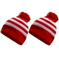 thumbnail image 3 of COUVER Red White Striped Pom Pom Pom Cuff Beanie Hat 12" for Costume or Winter, 2PCs, 3 of 10