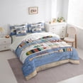 thumbnail image 3 of Homewish Farmhouse Lake House Twin Bedding Sets 7-Piece, Blue Grey Lodge Cabin Bedding Comforter Set, Cartoon Boat Paddle Reversible Sheet Sets, Lightweight Room Decor, 3 of 7