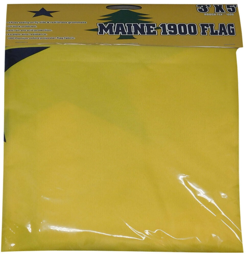 Maine 1900 Yellow 100D Woven Poly Nylon Flag 3x5 3'x5' Banner Grommets RUF 