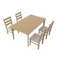 thumbnail image 4 of Demi Bonn 5 Pieces Solid Wood Dining Table and Chair Set, Including 1 Rectangle Table and 4 Back Chairs for Dining Room Living Room, Beige, 4 of 11