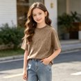 thumbnail image 5 of Luvrsol Boys' T-Shirt Unisex Kids Solid Basic Breathable Cotton Plain Daily Layering Tops 110-150, 5 of 6