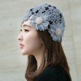 thumbnail image 7 of for Women Summer Flowers Lace Skullies Hat Knitted Hat Beret Cap Hollowed Out KHAKI, 7 of 7