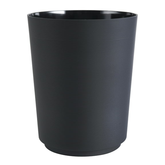 Mainstays Soft Touch Ribbed Plastic 1.98 Gallon Wastebasket in Black for Bathroom, Kitchen and Bedroom