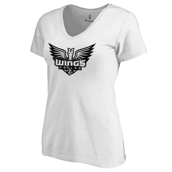 Women's White Dallas Wings Marble V-Neck T-Shirt