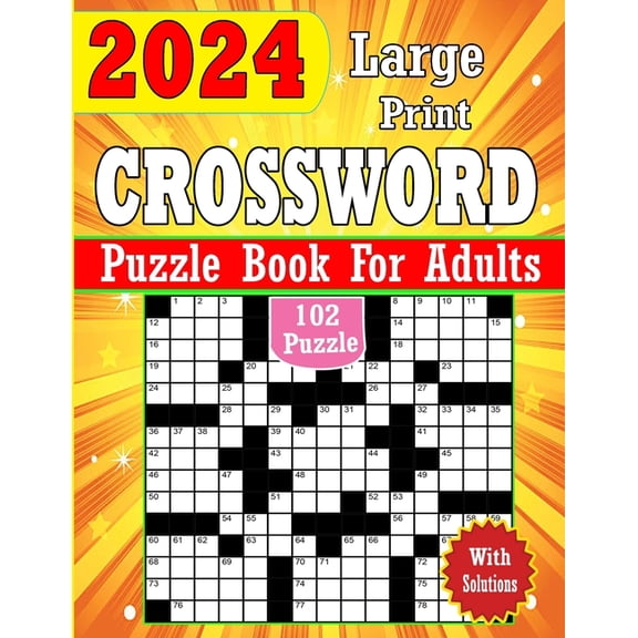 2024 Large Print Crossword Puzzles Book For Adults With Solutions (Paperback)