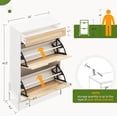 thumbnail image 2 of Slim 24-pulgada rattan flip-down compartments y cajón freestanding hidden shoe almacenamiento organizer con adjustable estantes in blanca, 2 of 8