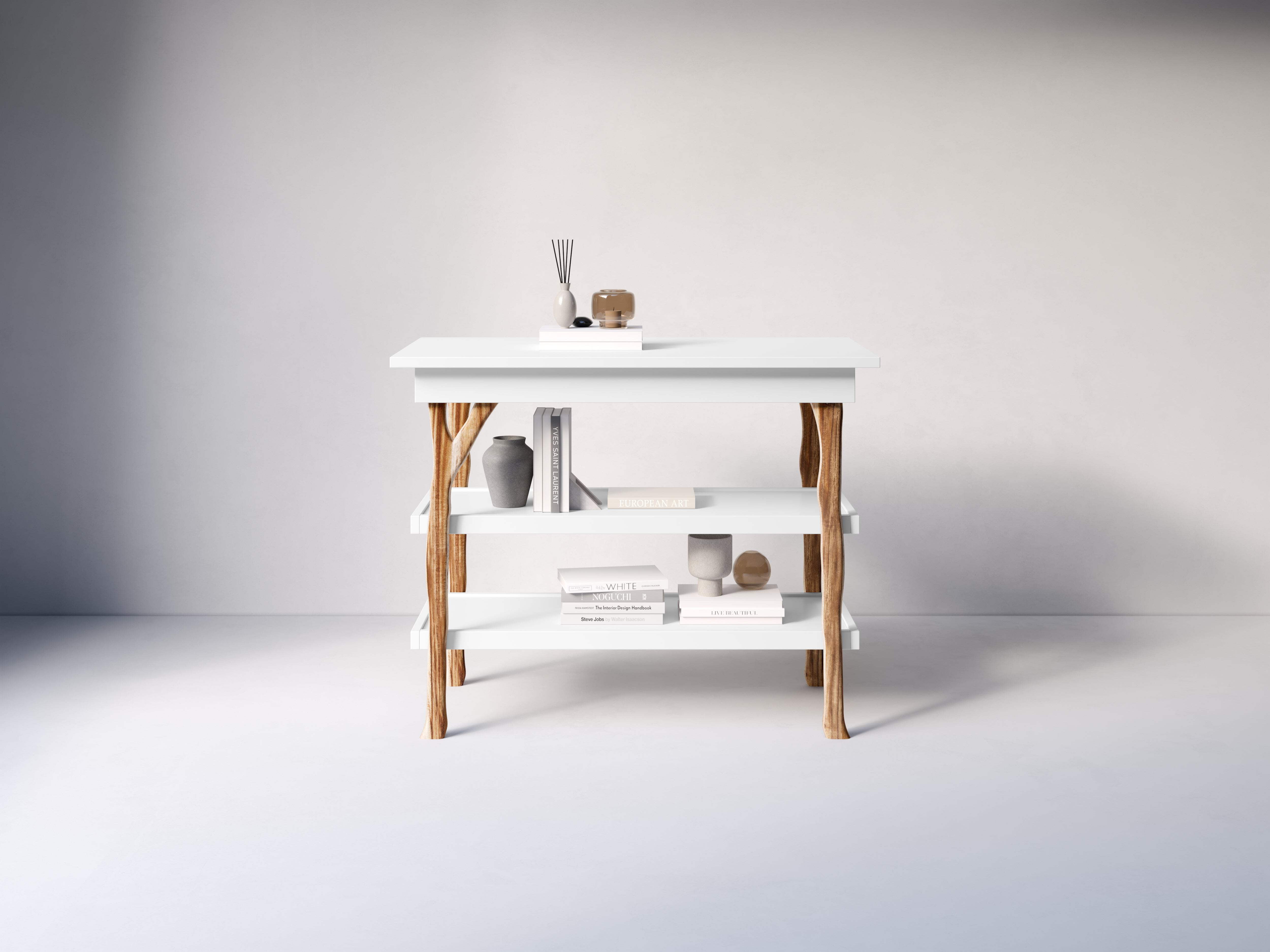 Milk Street Baby Branch Open Shelf Changing Table in Natural with Snow GREENGUARD GOLD CERTIFIED FINISHES