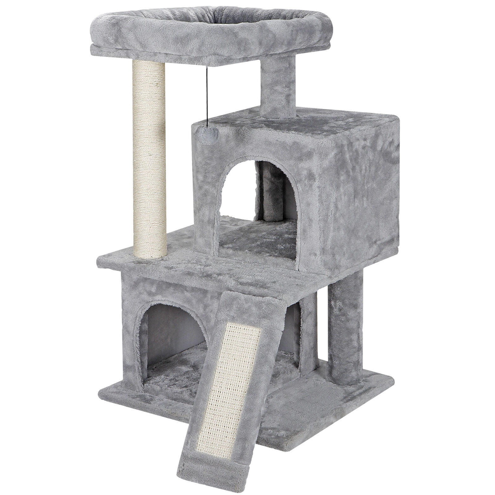 Black CAT 139cm Cat Tree Cat Tower with Sisal Scratching Posts for Indoor Cats 