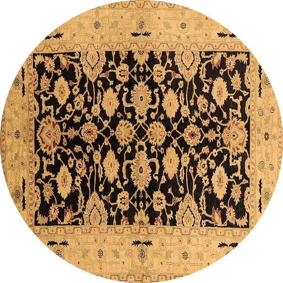 Ahgly Company Indoor Round Oriental Brown Traditional Area Rugs, 5' Round