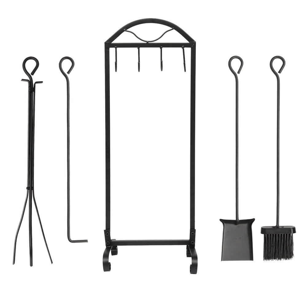 5 Pieces Fireplace Tool Set Indoor Outdoor Iron Tool Set for Fire Pit