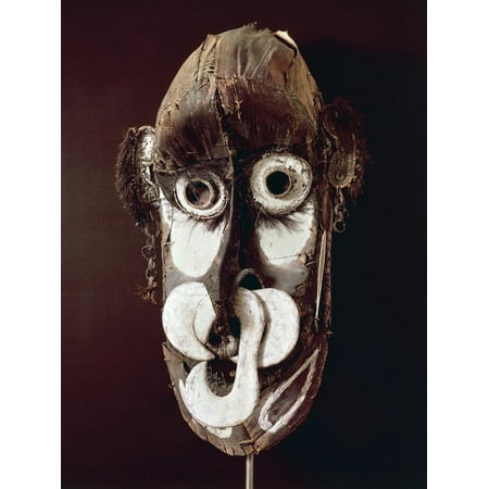 - Kreimbit Tribal Mask, Wood and Straw, African Art, 20th Century Print Wall Art