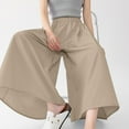 thumbnail image 7 of Lenpel Culottes Pants for Women Casual Elastic Waisted Palazzo Trousers Trendy Flowy Beach Pants with Pockets, 7 of 7