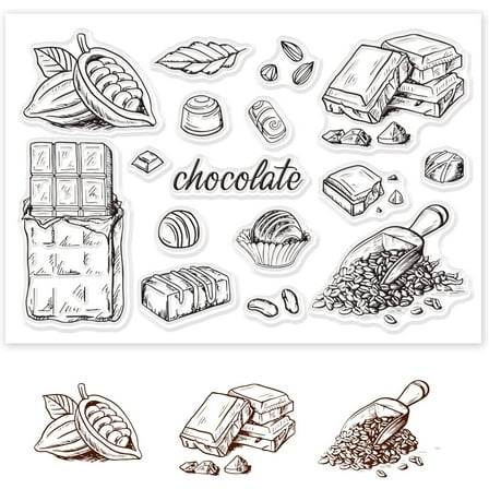 1sheet Chocolate Silicone Clear Stamps Transparent Stamps for Birthday Easter Valentine's Day Cards Making DIY Scrapbooking Photo Album Decoration Paper Craft