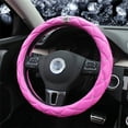 thumbnail image 3 of Juego de accesorios para el coche, funda para volante de coche para mujer y hombre, funda de cuero con burbujas para el manillar, 3 of 4