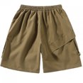 thumbnail image 4 of CONZONE Mens Baggy Cargo Shorts Casual Solid Color Elastic Waist Drawstring Cargo Shorts for Men Lightweight Relaxed Fit Summer Workout Shorts With Pockets, 4 of 5
