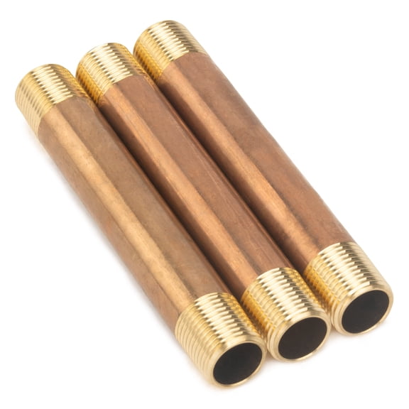 LTWFITTING Brass Pipe 5-1/2" Long Nipple Fitting 1/2" Male NPT Air Water(Pack of 3)