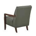 thumbnail image 3 of Lenie Accent Armchair- Button Tufted Green Leather- Walnut Brown Wood, 3 of 6