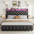 thumbnail image 6 of Towallmark Queen Size Bed Frame with 50.8" Tall Headboard, Platform Velvet Upholstered Bed Frame with 4 Storage Drawers, USB Charging Station, Led Lights, No Box Spring Needed, Easy Assembly,Black, 6 of 7
