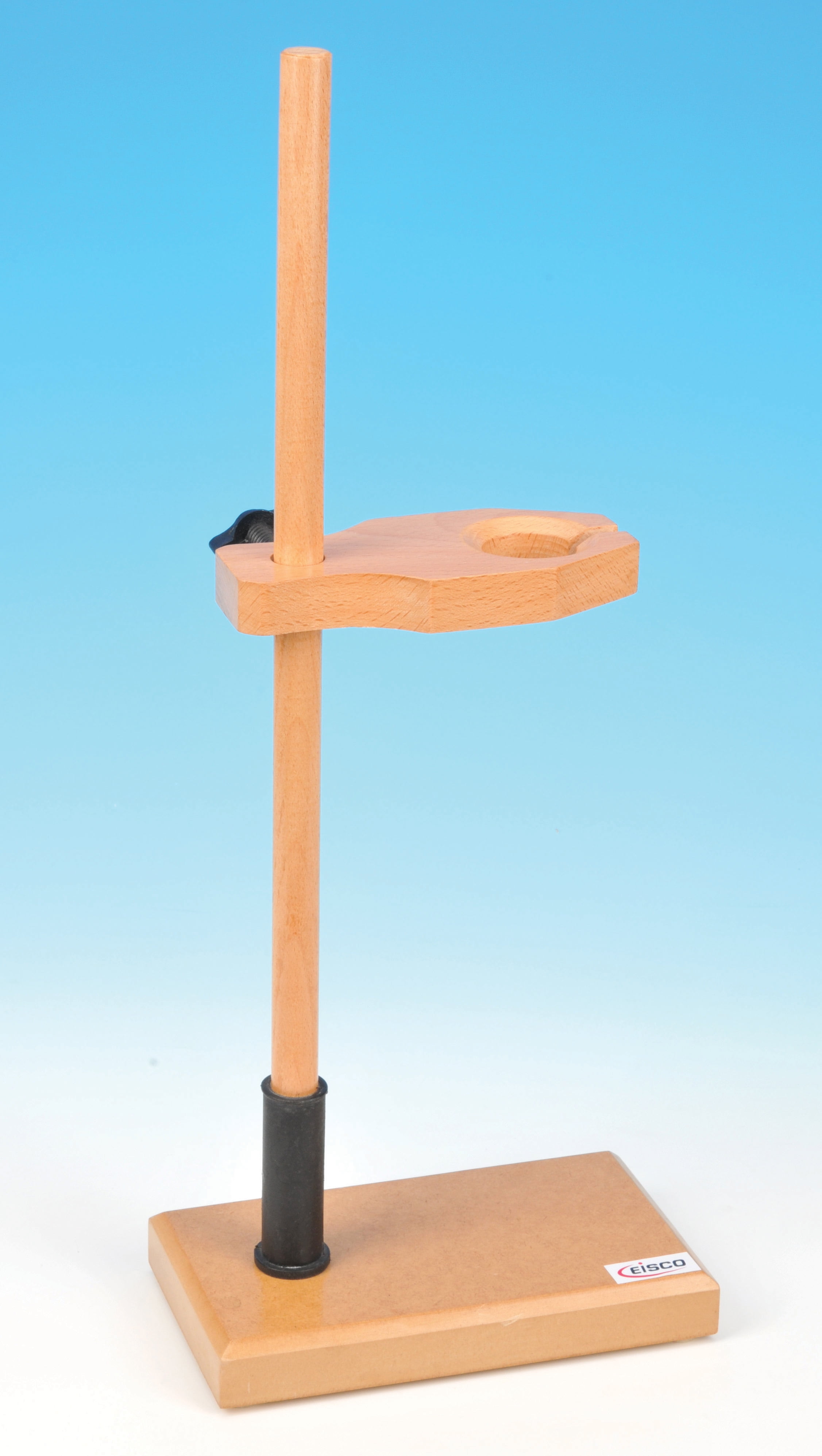 Adjustable Funnel Stand, Polished Wood, 1.5" Hole Diameter, 17" Tall Eisco Labs