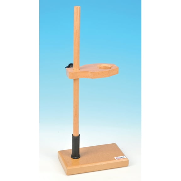 Adjustable Funnel Stand, Polished Wood, 1.5" Hole Diameter, 17" Tall - Eisco Labs