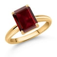 thumbnail image 3 of Gem Stone King 10K Yellow Gold Red Garnet Solitaire Engagement Ring for Women (2.61 Cttw, Octagon 9X7MM, Gemstone January Birthstone, Available in Size 5, 6, 7, 8, 9), 3 of 7