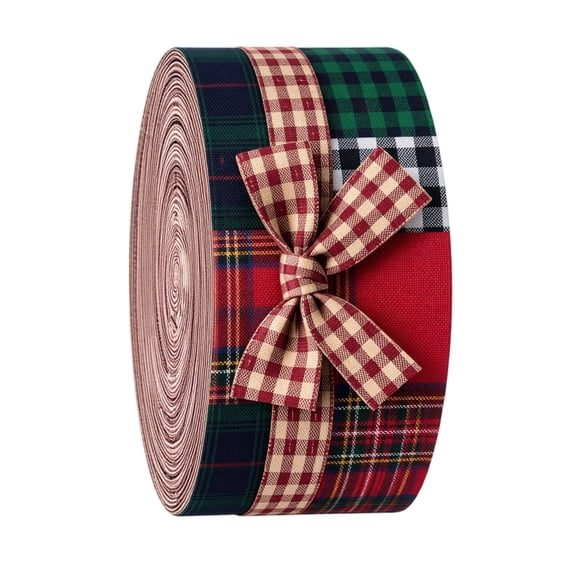 Christmas Fabric Bundle, 40 Piece Plaid Stripe Cotton Quilting Fabric Set for Patchwork Sewing, Festive Red Green Craft Material for DIY Holiday Projects