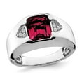 thumbnail image 1 of Mens 3.75 Carat (ctw) Lab Created Emerald-Cut Ruby Ring in 14K White Gold with Diamonds, 1 of 5