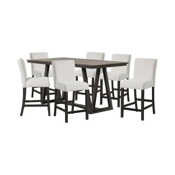 New Classic Furniture High Line 7-piece Wood Counter Table Set in White
