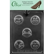 Emoji Cookie Chocolate Candy Mold with Exclusive Cybrtrayd Copyrighted Molding Instructions, Pack of 3