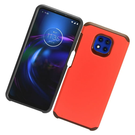 Case for Motorola Moto G Power 2021 Armor Dual Layer 2 in 1 Rubberized Hard Shockproof TPU Hybrid Protection Slim Cover for Moto G Power 2021 by Xcell - Red