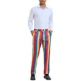 thumbnail image 2 of INSPIRE CHIC Striped Dress Pants for Men's Big & Tall Flat Front Business Trousers 34 Rainbow, 2 of 5