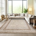 thumbnail image 4 of 8x10 Large Washable Area Rug Modern Bordered Rug Distressed Geometric Floor Carpet, Soft Non Slip Rug, Low Pile Non Shedding Rug, Indoor Brown Rug for Bedroom, Living Room, 4 of 20