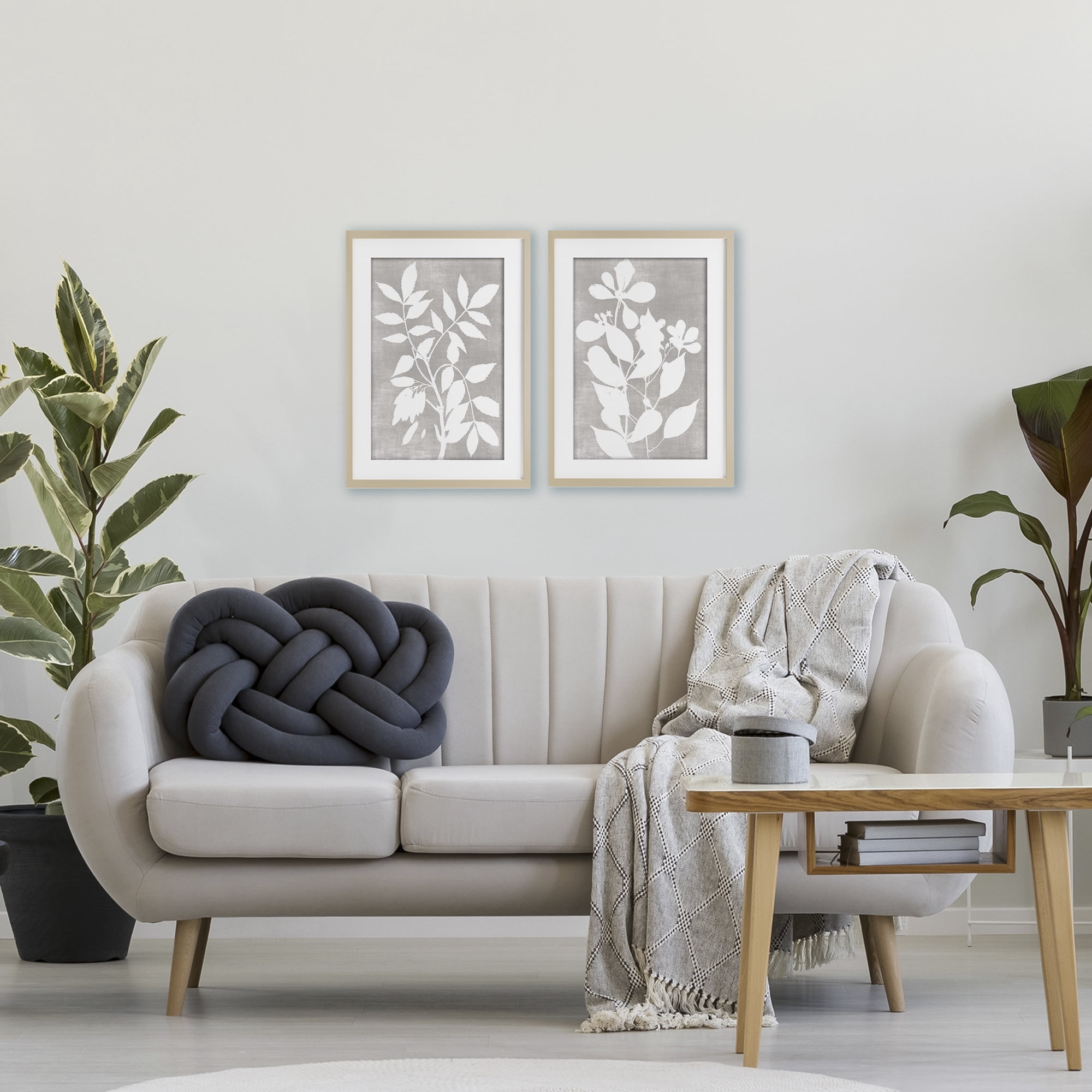 Stupell Industries Grey Foliage Impression 2 Piece Birch Framed Print Under Glass Set, design by Stellar Design Studio