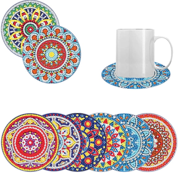 8pcs DIY Diamond Painting Coaster Kit Colorful Mandala Design with Stand The Perfect Choice for Home Decor and Gifting