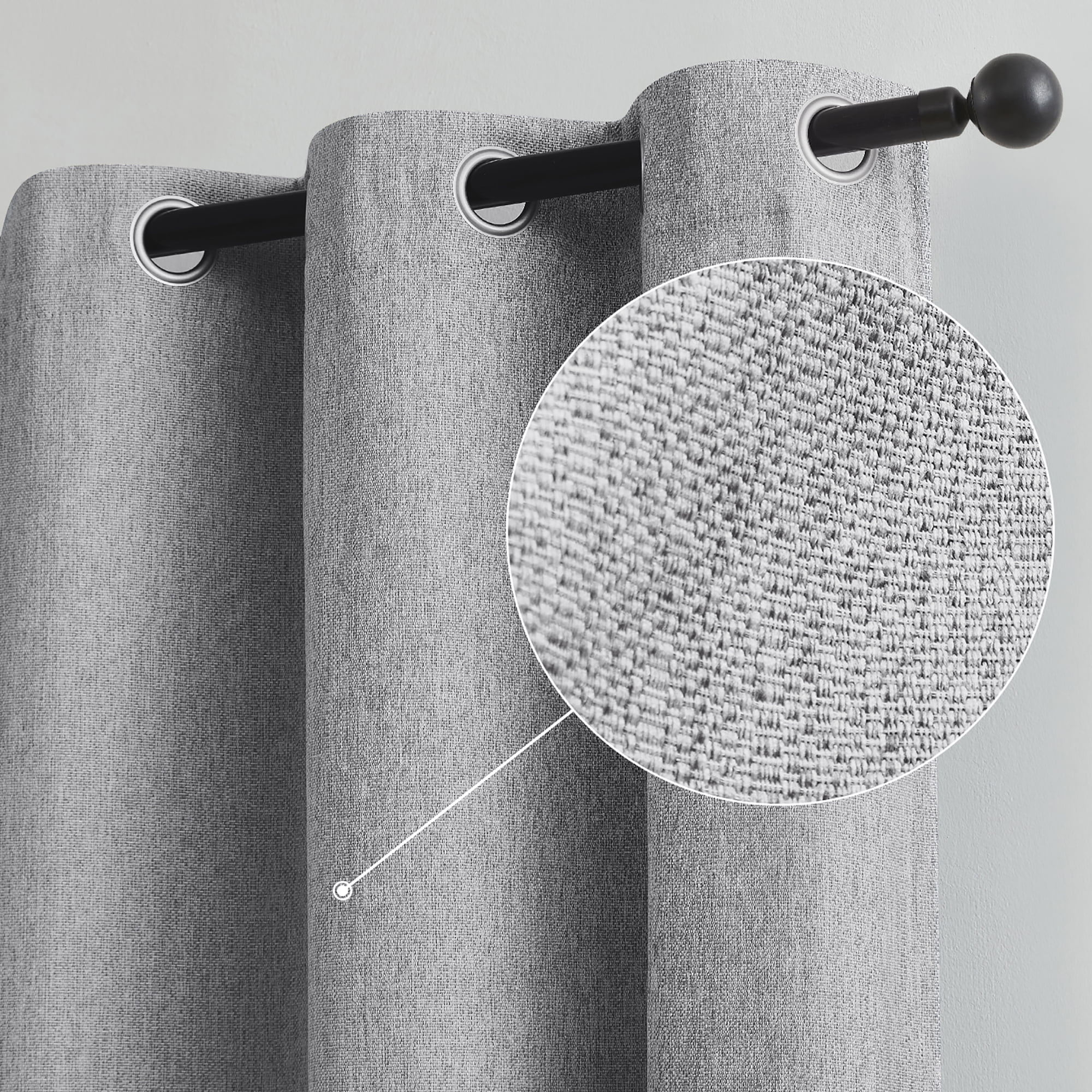 Exultantex Blackout Linen Curtains 84 inch Long Thermal Insulated Noise Reducing Bedroom Drapes,40"x84"x2,Grey