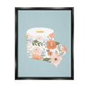 Stupell Industries Spring Floral Print Toilet Paper over Blue Jet Black Framed Floating Canvas Wall Art, 16x20, by Loni Harris