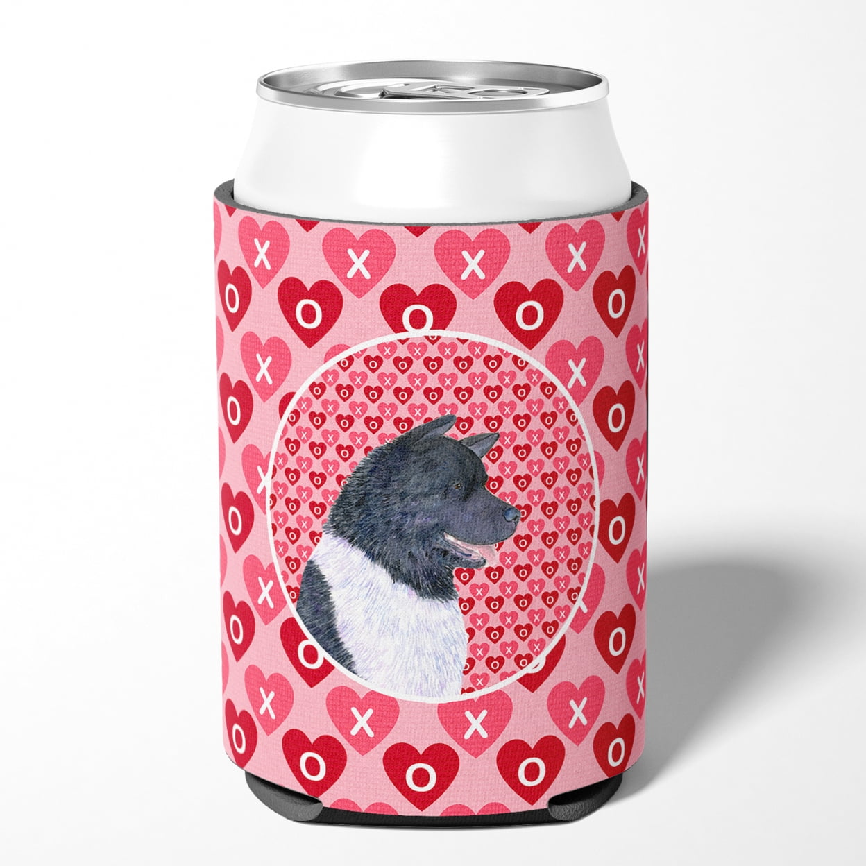 Akita Hearts Love and Valentines Day Portrait Can or Bottle Hugger
