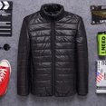 thumbnail image 2 of Christmas Clearance! AIEOTT Mens Waterproof Puffer Jacket Casual Solid Stand-up Collar Down Jackets Cotton-padded Lightweight Jacket Coats, 2 of 3