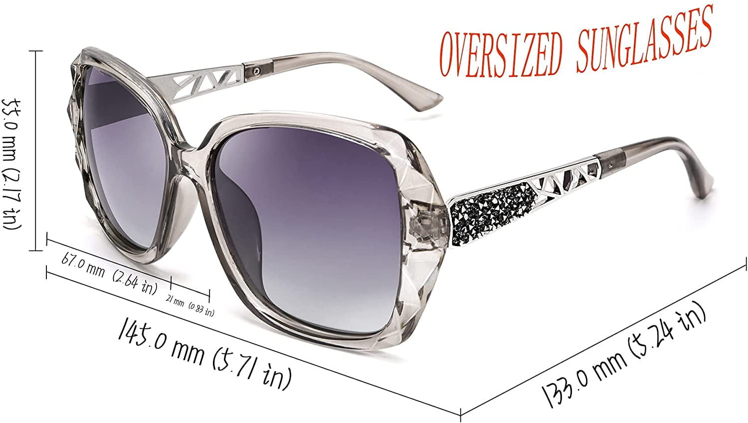 FEISEDY Polarized Women Square Sunglasses Sparkling Composite Shiny Frame B2289