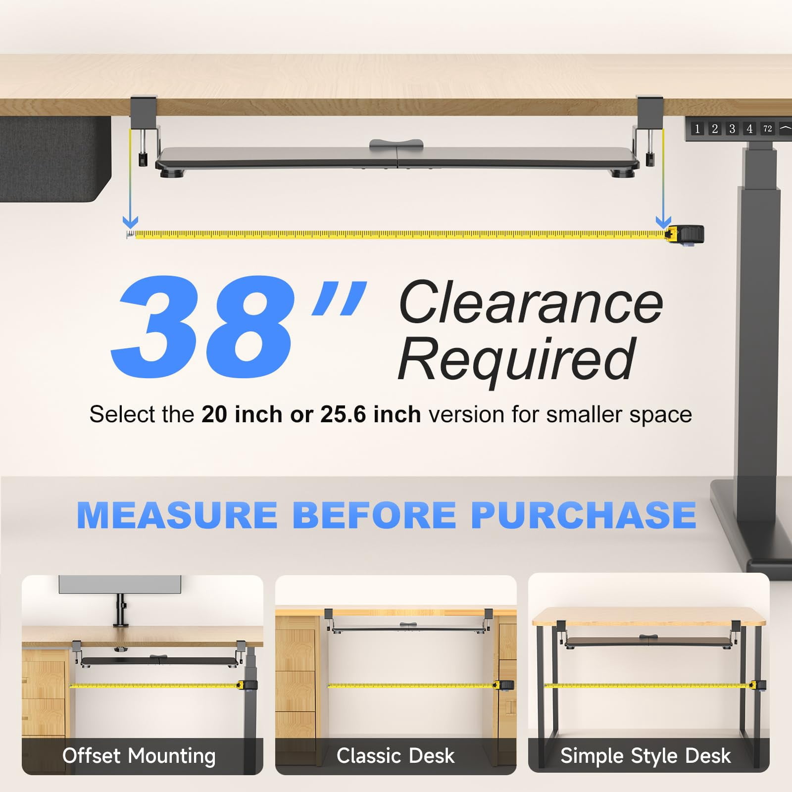Large Tray Under Desk Pull Out With C Clamp Mount  Computer & Mouse 34 (38 Including Clamps) X 11.8 Inch Slide-out Platform Drawer For Typing Black Dsf1lb